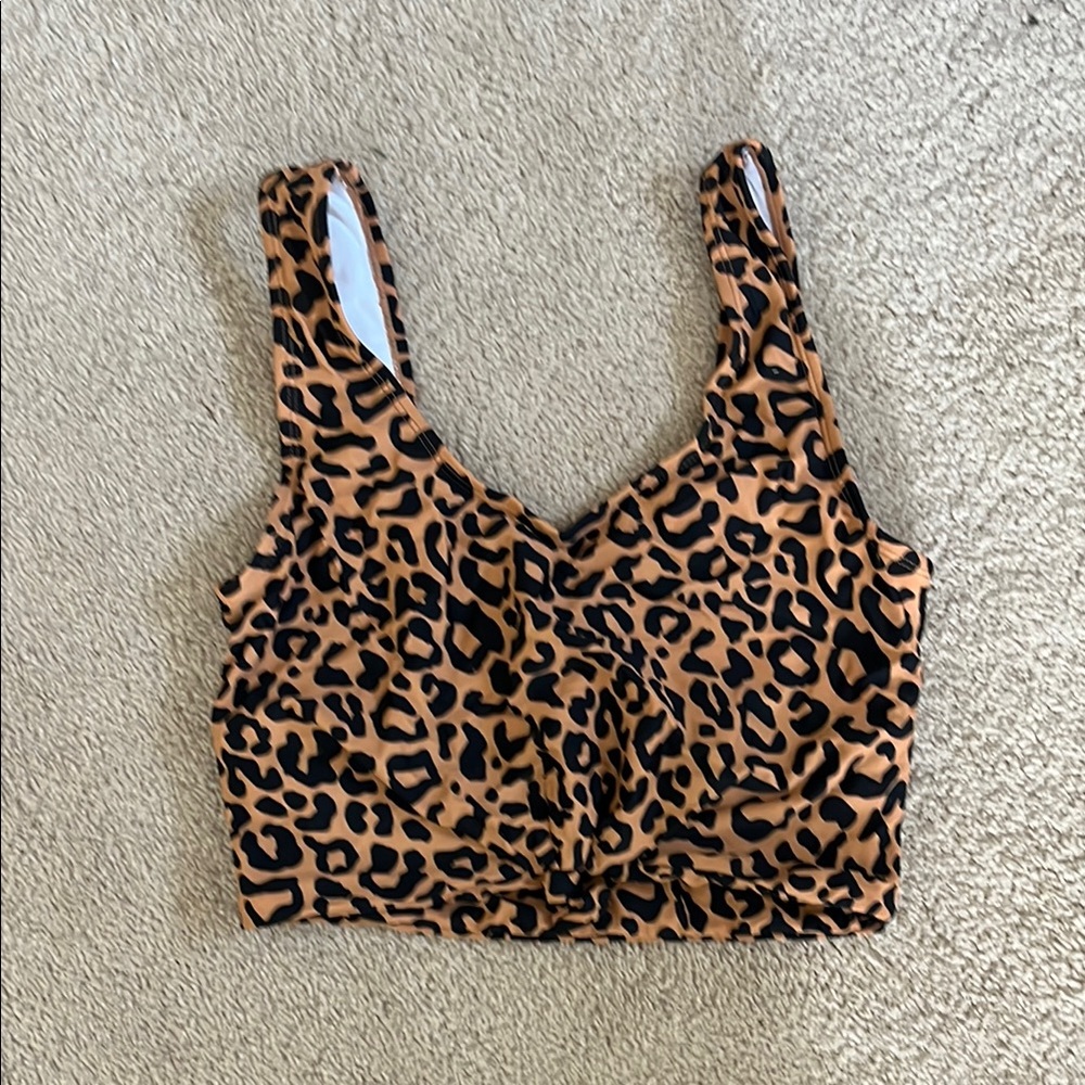 Coral Reef Leopard Knot Bikini Top Crop Tank Top
